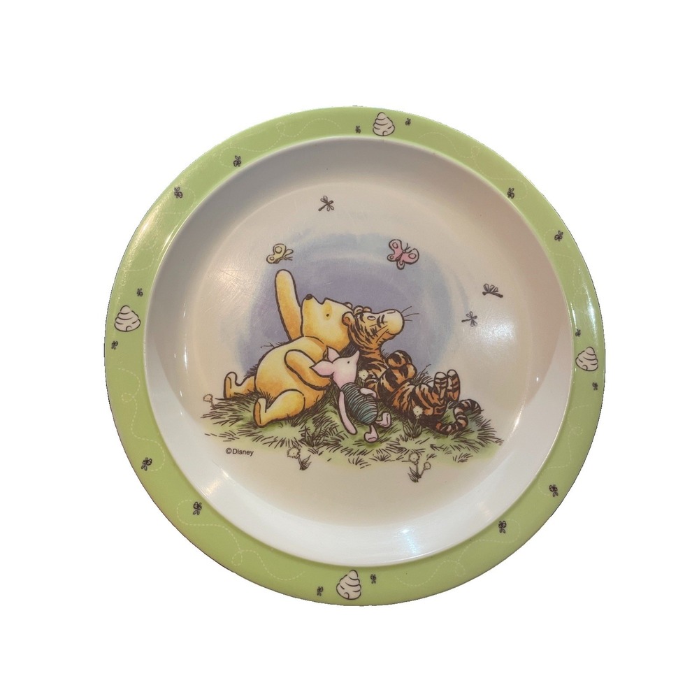 Winnie the Pooh The First Years Plastic Kids Plate 8.5in Green 2002